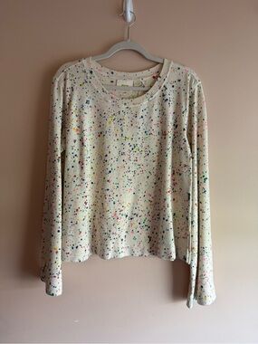 Mauve Cream Crewneck Sweatshirt with Multi-Color Speckle